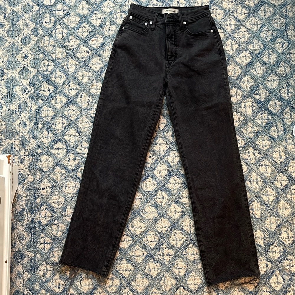 Madewell Perfect Vintage Straight Jean in faded black size 23